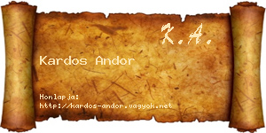 Kardos Andor névjegykártya